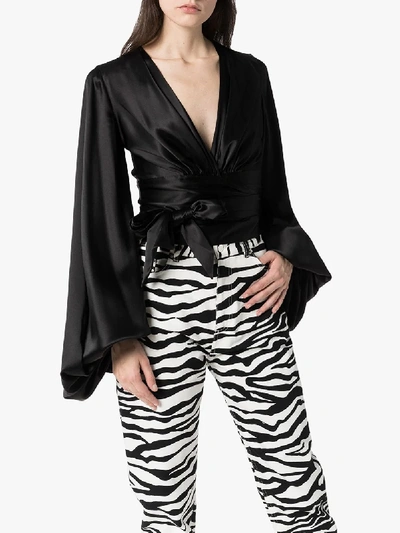 Shop Alexandre Vauthier Balloon Sleeve Silk Blouse In Black