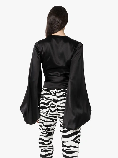 Shop Alexandre Vauthier Balloon Sleeve Silk Blouse In Black