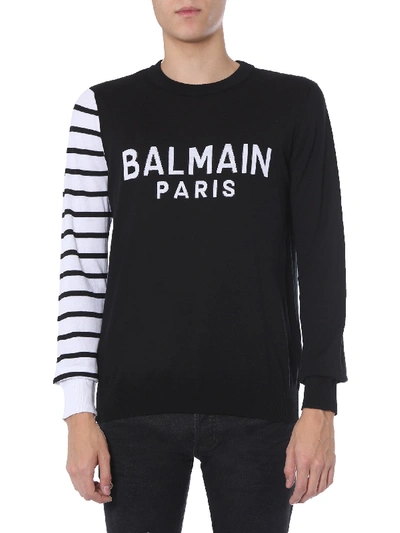 Shop Balmain Crew Neck Sweater In Black