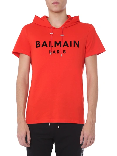 Shop Balmain Cotton T-shirt In Red