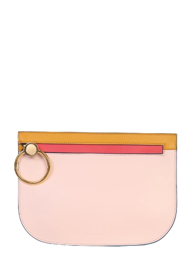 Shop Marni Brushed Leather Clutch In Multicolour
