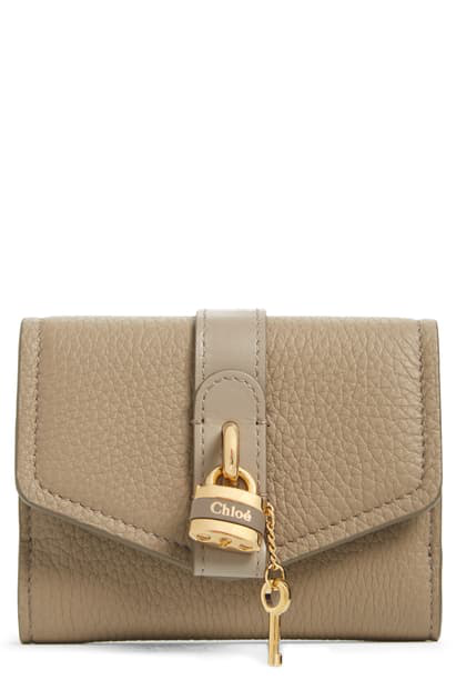 Chloe Aby Embellished Textured Leather Wallet In Gray Modesens