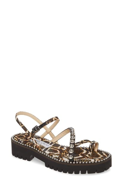 Shop Jimmy Choo Desi Studded Sandal In Ocra Mix/ Silver