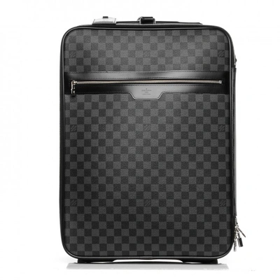 Pre-owned Louis Vuitton Suitcase Pegase Damier Graphite 55 In Black