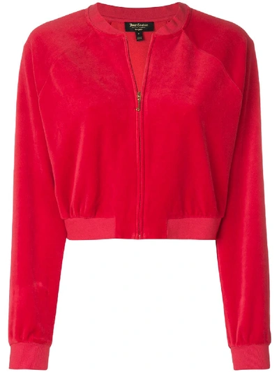 Shop Juicy Couture Velour Crop Jacket In Red