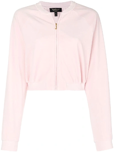 Shop Juicy Couture Velour Crop Jacket In Pink