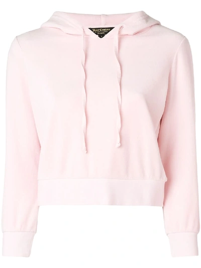 Shop Juicy Couture Velour Shrunken Hooded Pullover In Pink