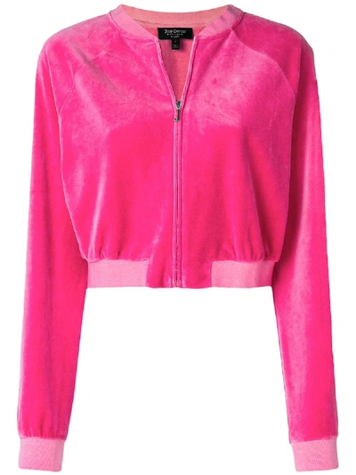 Shop Juicy Couture Velour Crop Jacket In Pink