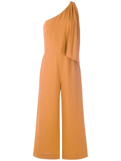 Shop Andrea Marques Side Pockets Jumpsuit In Brown