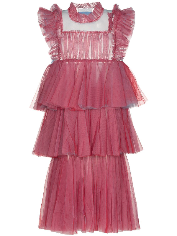 Viktor Rolf Less Is More Tiered Tulle Dress In Pink Modesens