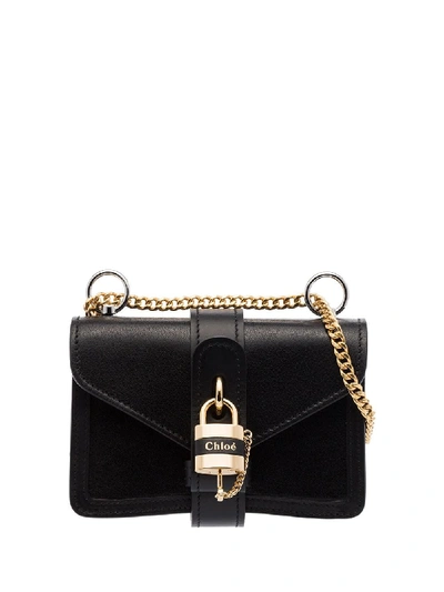 Shop Chloé Mini Aby Chain Shoulder Bag In Black
