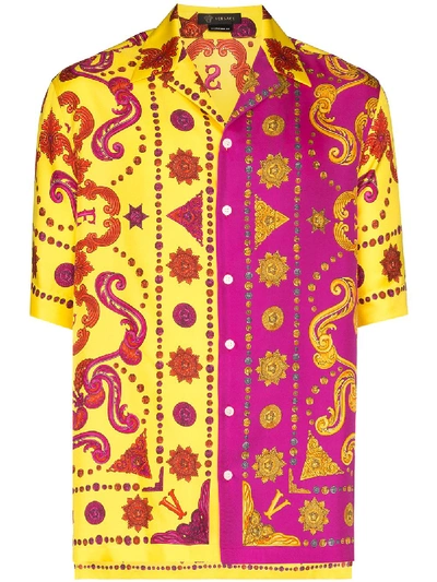 Shop Versace Baroque Print Shirt In Yellow