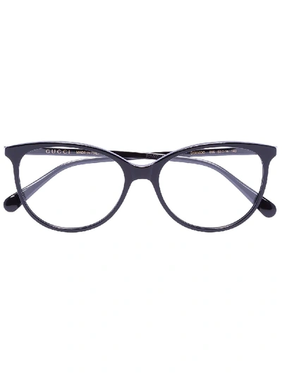 Shop Gucci Soft Round-frame Glasses In Black