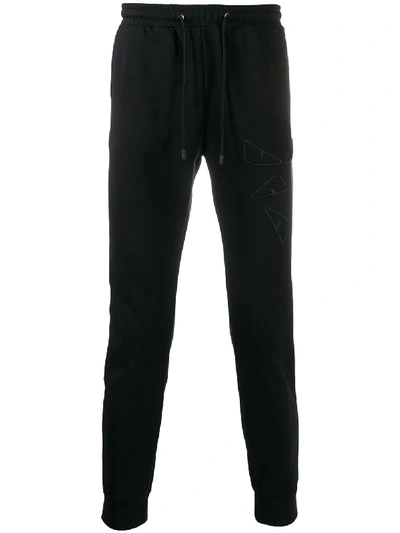 Shop Fendi Embroidered Track Pants In Black