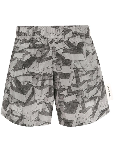 Shop Off-white All-over Arrow Print Swim Shorts In Grey