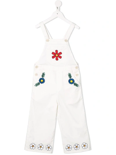 Shop Stella Mccartney Floral Embroidered Dungarees In White