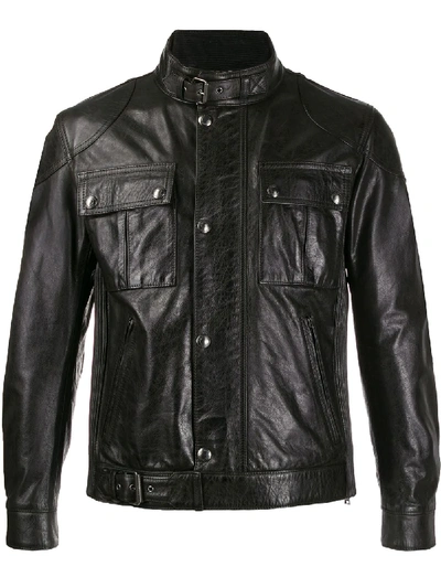 Shop Belstaff Gangster Leather Jacket In 黑色