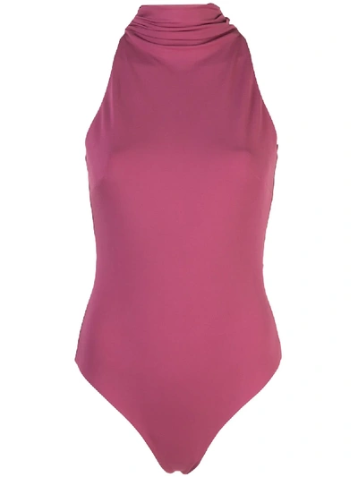 Shop Cushnie Roll-neck Open-back Bodysuit In Pink