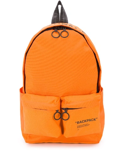 Shop Off-white Printed Quote Backpack In Orange