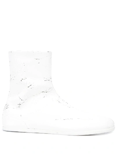 Shop Maison Margiela Split Toe Distressed Boots In White
