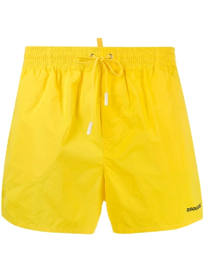 Shop Dsquared2 Icon Print Swim Shorts In 黄色