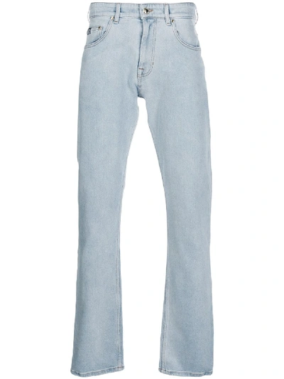 Shop Versace Jeans Couture Straight Leg Jeans In Blue