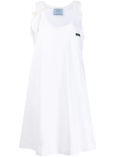 Shop Prada Sleeveless Jersey Dress In 白色