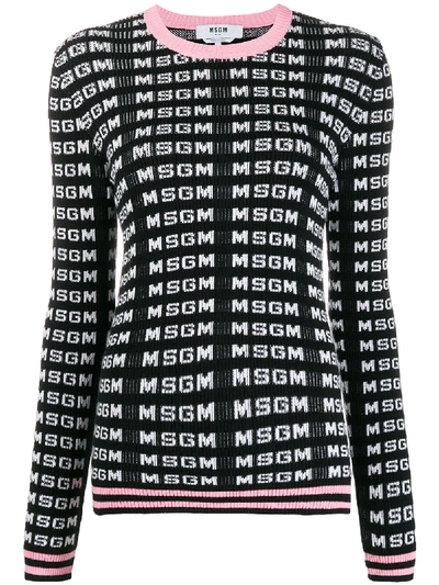 Shop Msgm Logo Print Jumper In Black