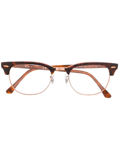 Shop Ray Ban Oversized Tortoiseshell Glasses In Brown