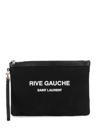 Shop Saint Laurent Rive Gauche Print Pouch In Black