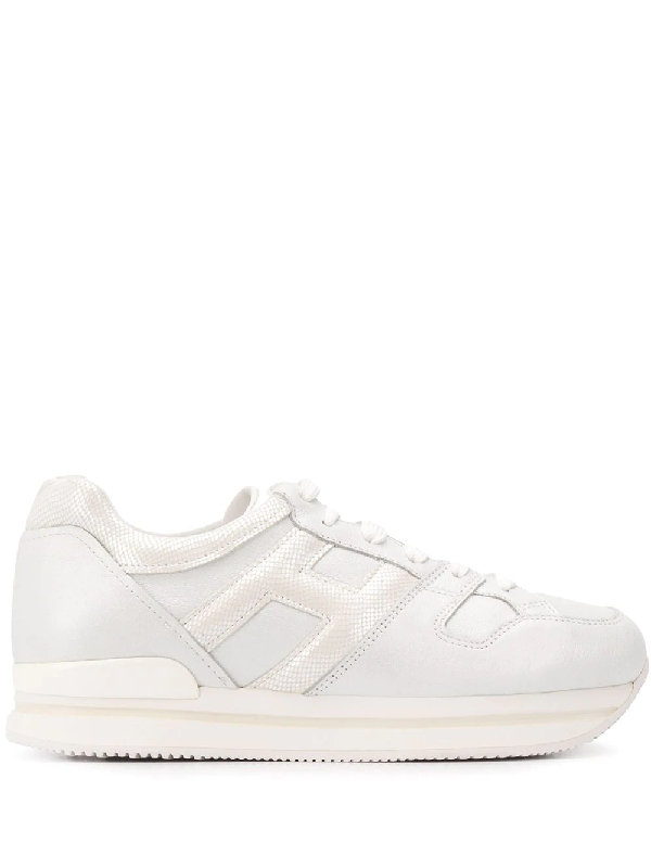 Hogan H222 White Leather Sneakers Modesens