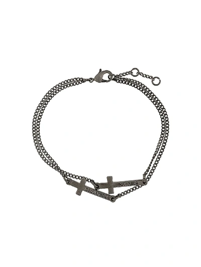 Dsquared2 Double Cross Bracelet In Silver