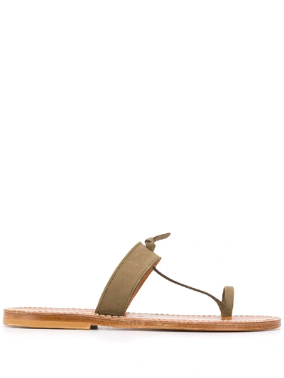 Shop Kjacques Thong Strap Flat Sandals In Brown