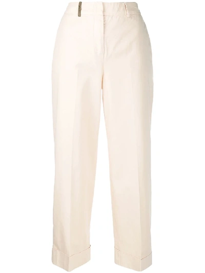 Shop Peserico High-waisted Straight-leg Trousers In Neutrals