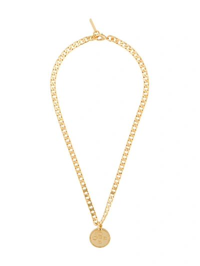 Shop Off-white Logo Pendant Necklace In Gold