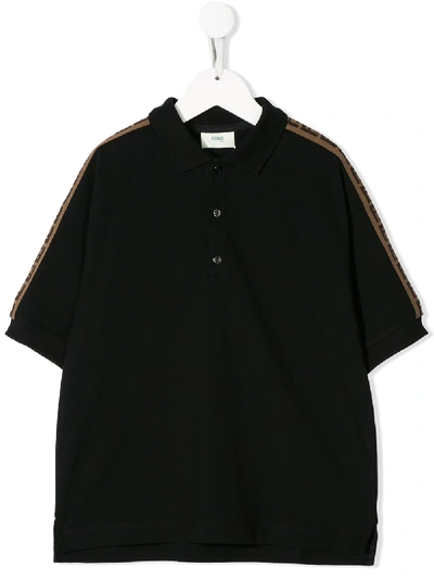 Shop Fendi Ff Logo Tape Polo Shirt In Black