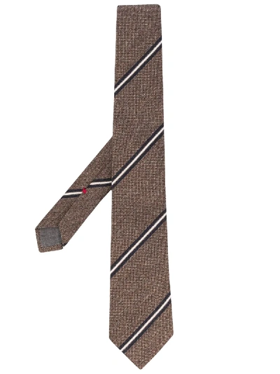 Brunello Cucinelli Woven Stripe Tie In 棕色
