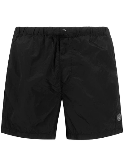 Shop Stone Island Creased Swim Shorts In Black
