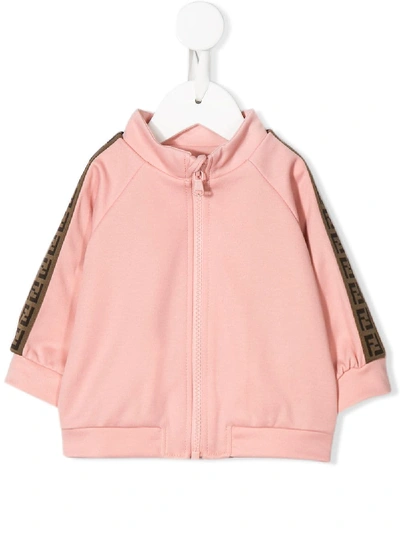 Fendi Zipped Up Ff Motif Jacket In Neutrals