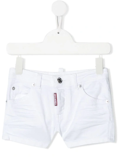 Shop Dsquared2 Logo Patch Denim Shorts In White