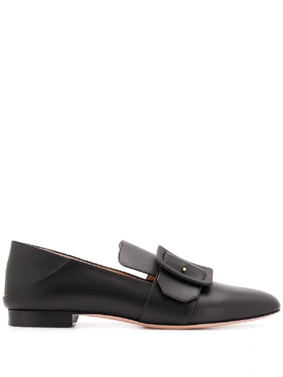 Shop Bally Buckle Detail Loafers In Black