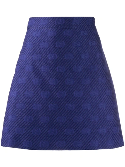 Shop Gucci Diagonal Gg Stripe A-line Skirt In Purple