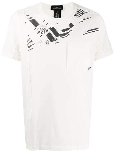 Shop Stone Island Shadow Project Asymmetric Graphic Print T-shirt In White