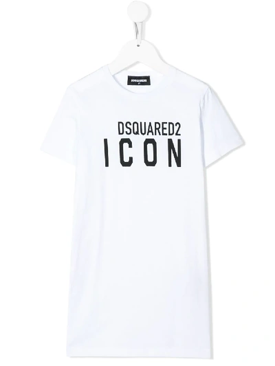 Shop Dsquared2 Icon Logo T-shirt Dress In White