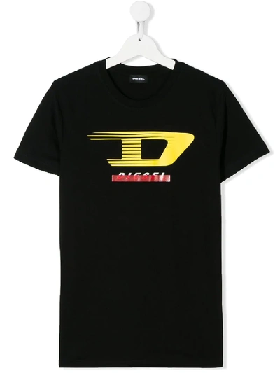 Shop Diesel Teen Crew Neck T-shirt In Black