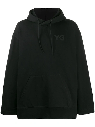 Shop Y-3 Oversized Chest Logo Hoodie In Black