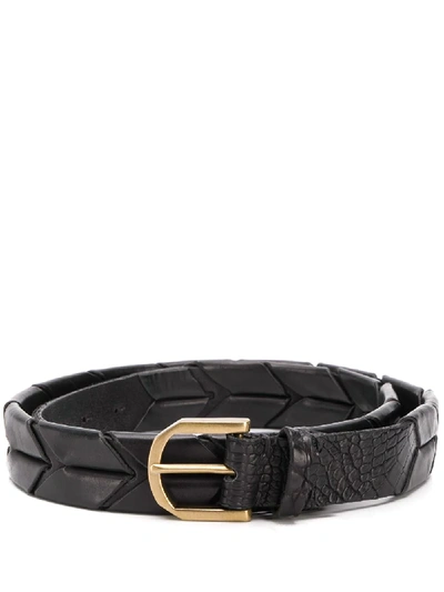 Shop Ajmone Crocodile Effect Belt In Black