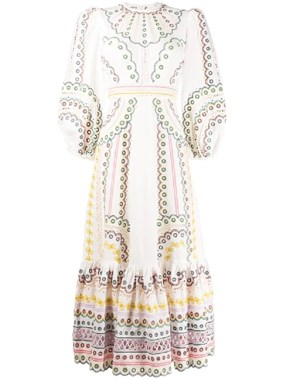 Shop Zimmermann Embroidered Detail Dress In White