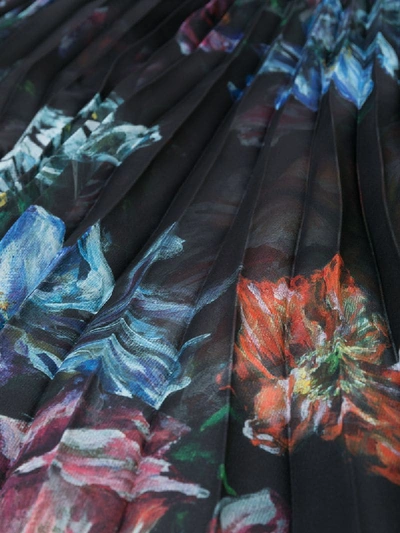 Shop Marchesa Notte Draped Floral Print Gown In Black