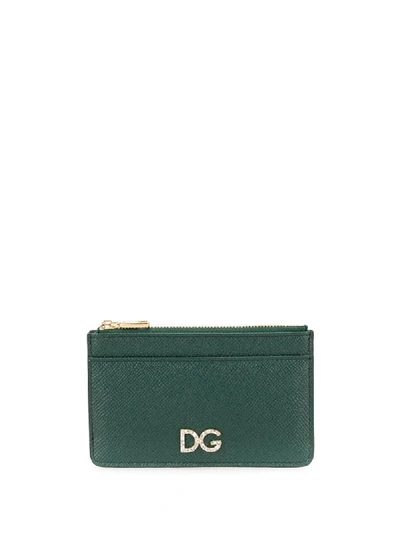 Shop Dolce & Gabbana Logo Plaque Purse In Green